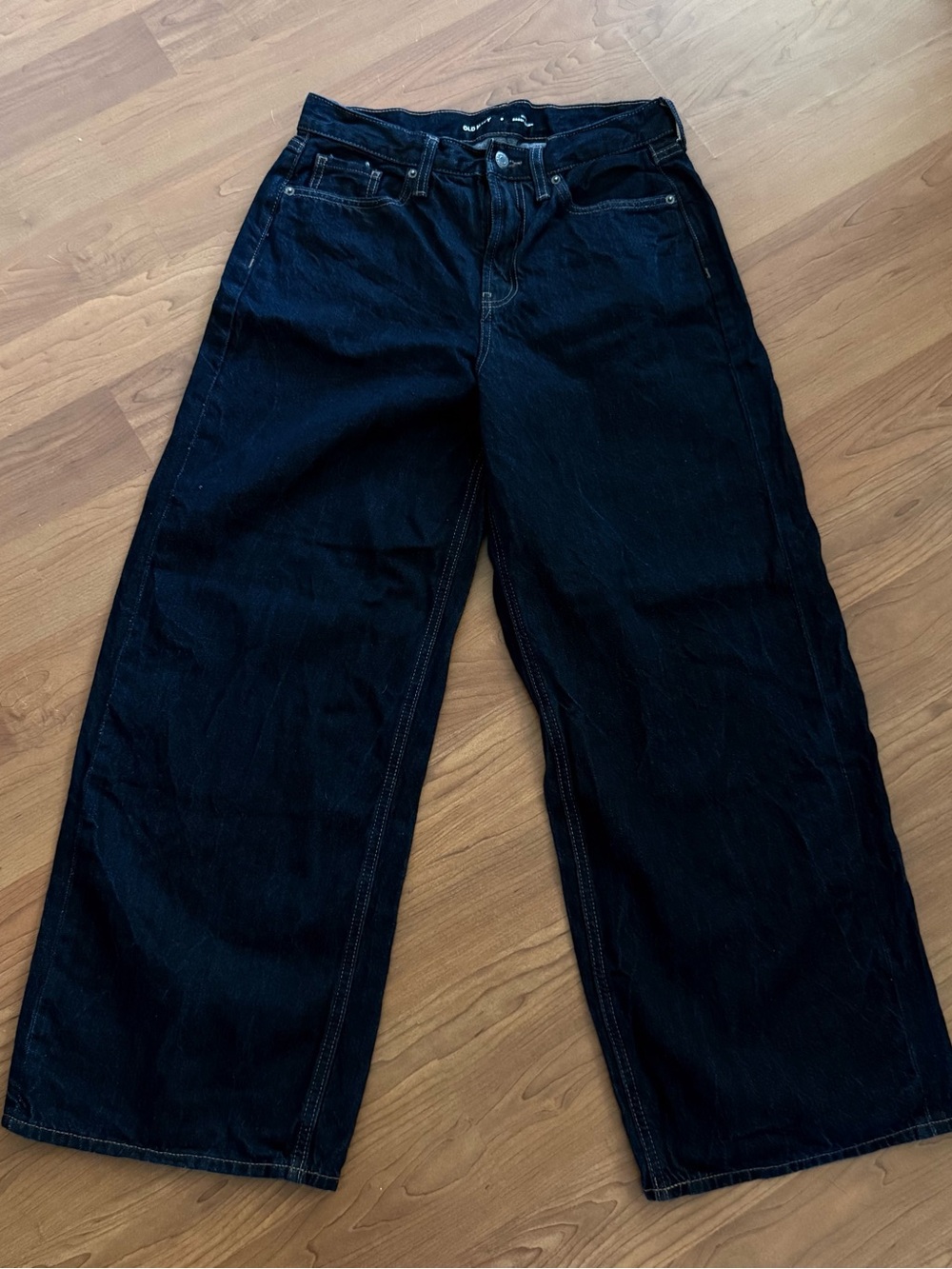 Old Navy Women’s High Rise Baggy Wide-Leg Jeans in Dark Blue